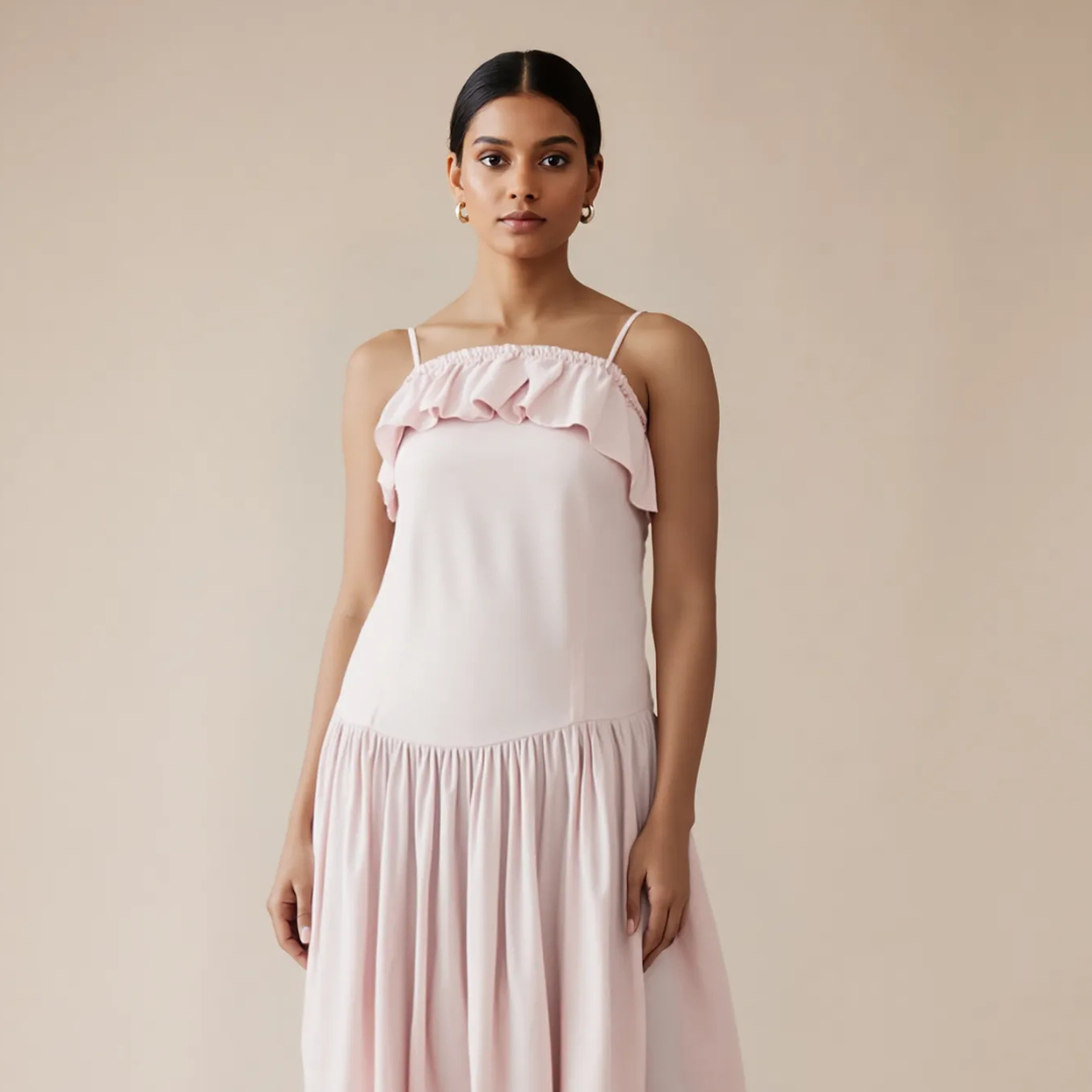 Blush Pink Soft Blush Dress ASOS DESIGN Bridesmaid Ruched Waist