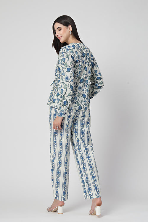Indigo Cotton Tie-Waist Co-Ord Set