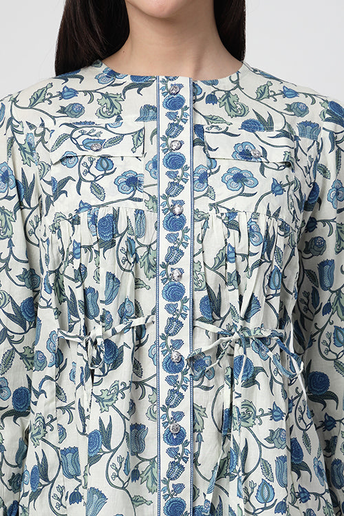 Indigo Cotton Tie-Waist Co-Ord Set