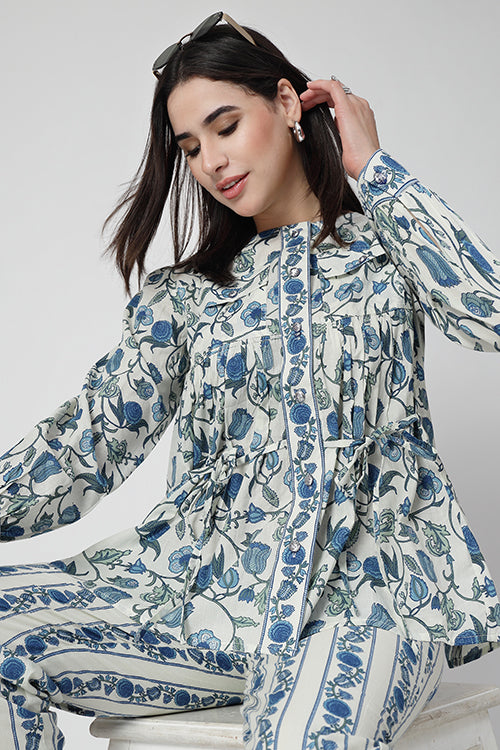 Indigo Cotton Tie-Waist Co-Ord Set
