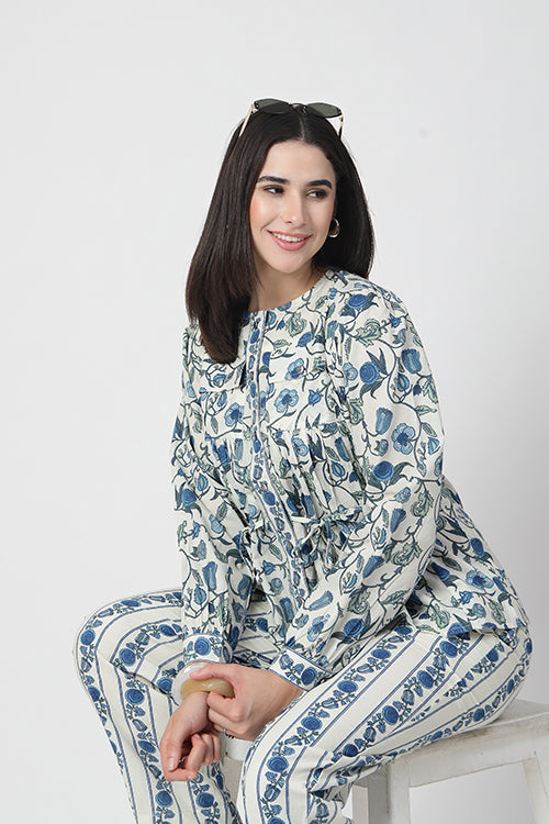 Indigo Cotton Tie-Waist Co-Ord Set