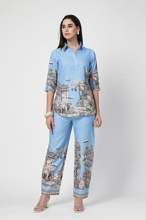 The Safar Firozi Linen Co-ord Set