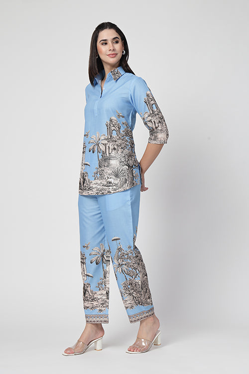 The Safar Firozi Linen Co-ord Set