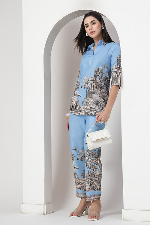 The Safar Firozi Linen Co-ord Set