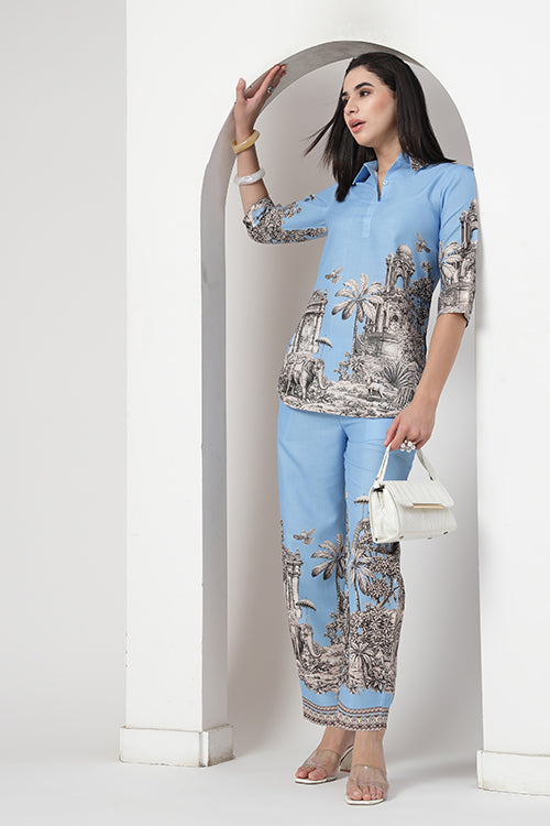 The Safar Firozi Linen Co-ord Set