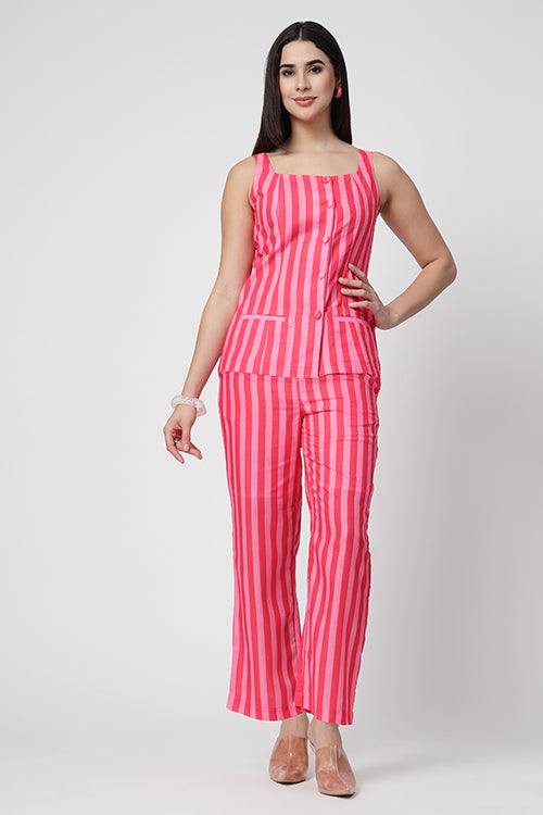 Barbie Waist Coat Pink Co-Ord Set