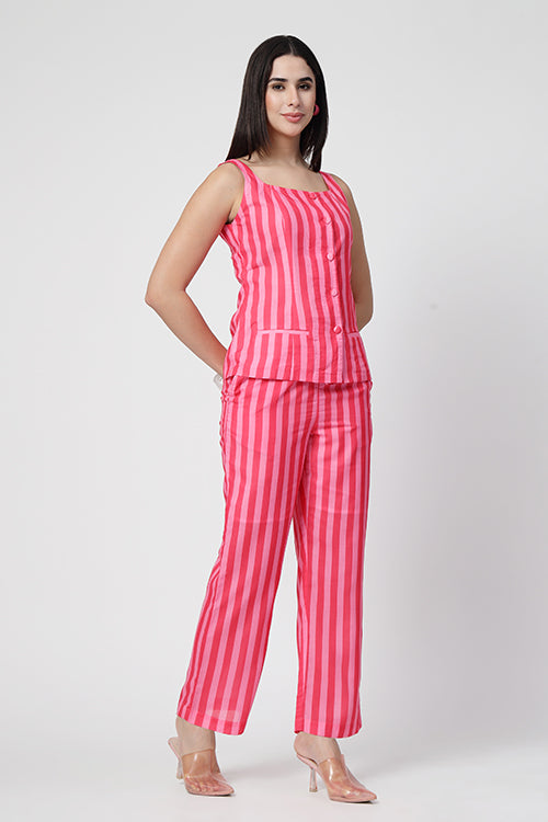 Barbie Waist Coat Pink Co-Ord Set