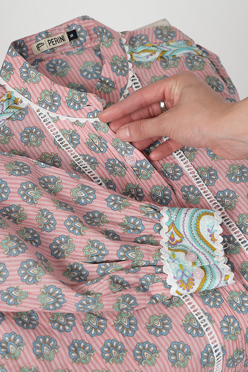 Pink Chai Chinese Collar Shirt