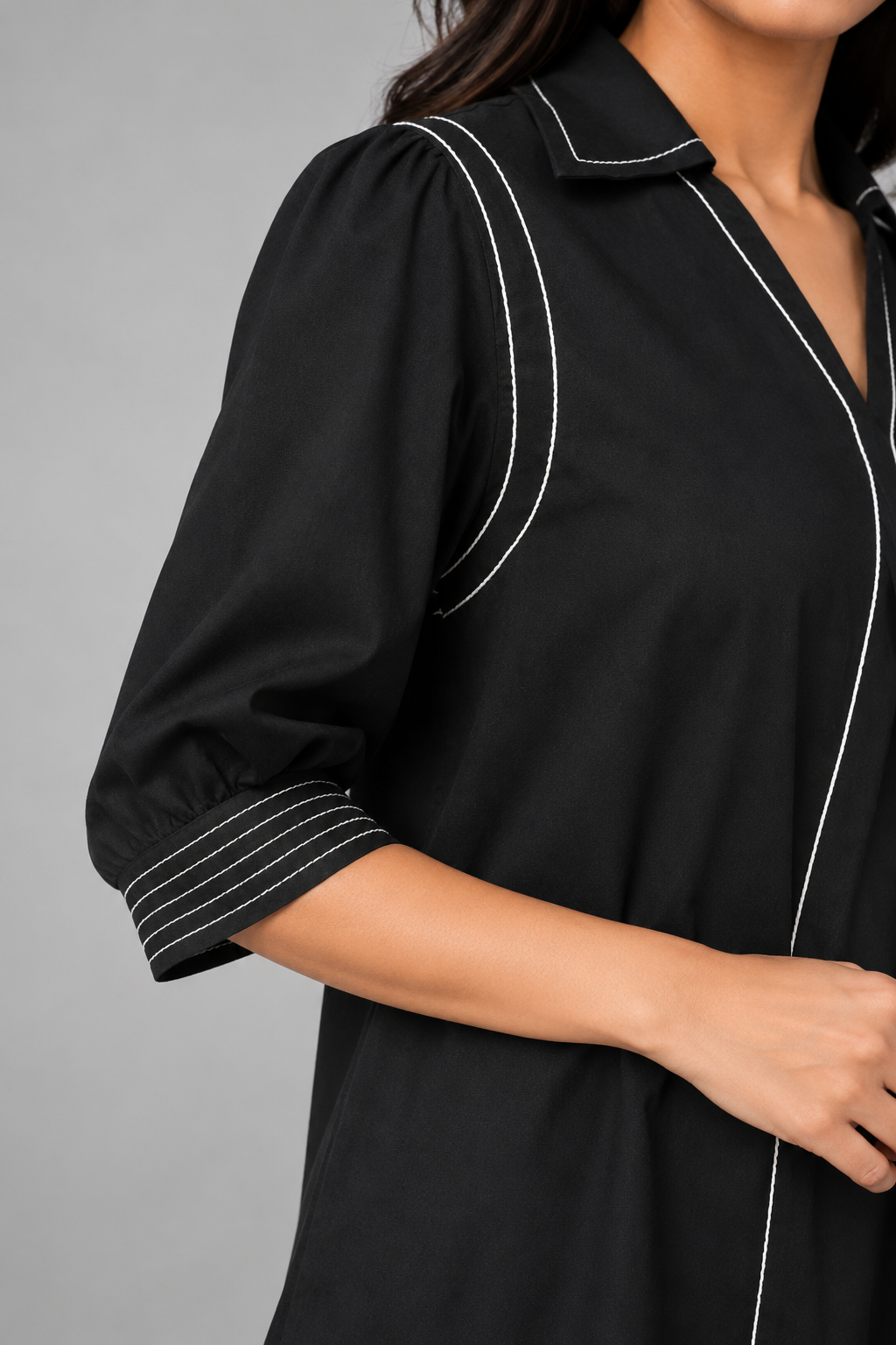 Blackberry Trim Glace A-line Dress