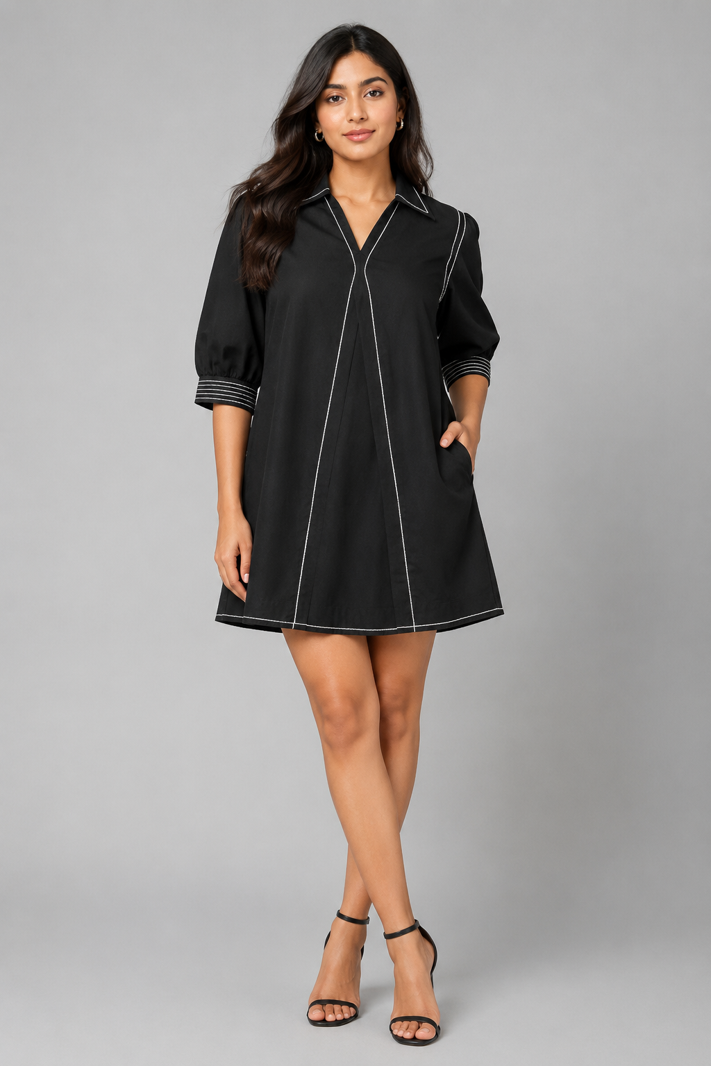 Blackberry Trim Glace A-line Dress