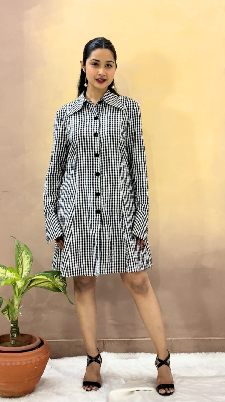 Gingham Check Midi Dress