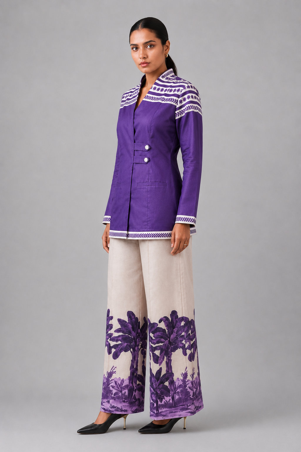 Purple Garden Grid Co-ord Set