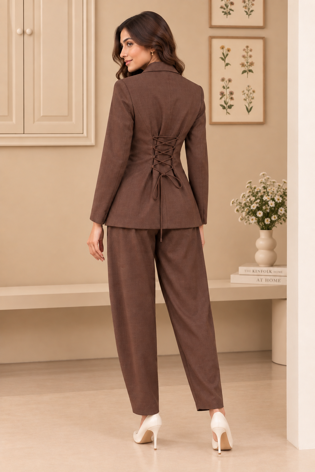 Brown Charm Blazer Coord Set