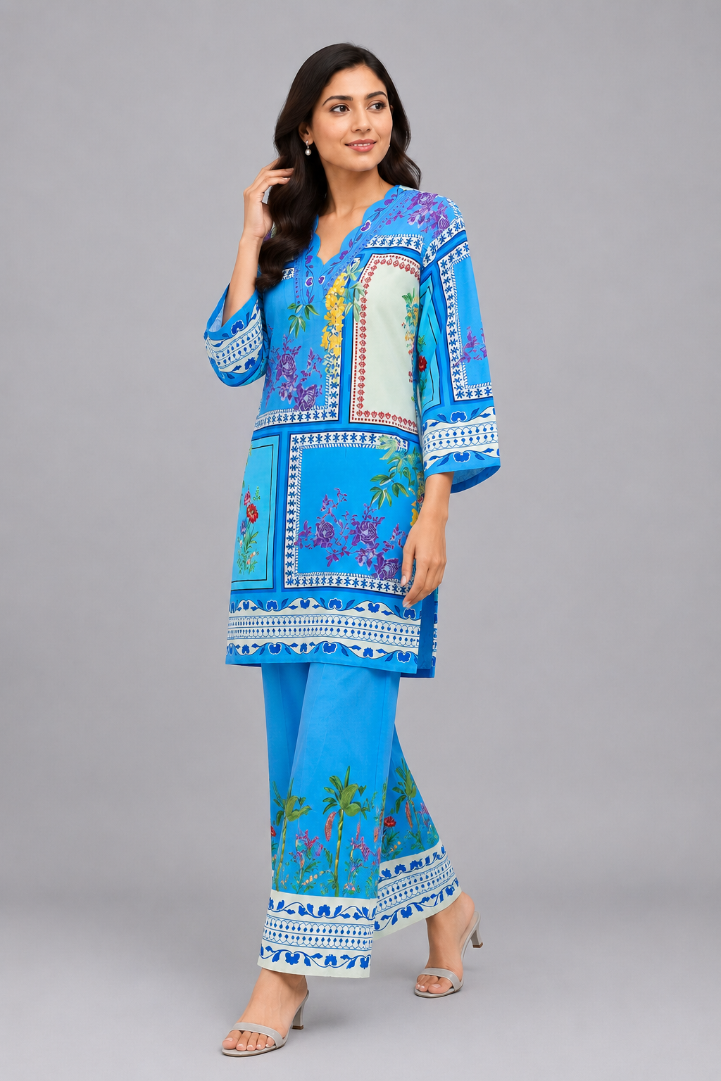 Blue Boxy Kurta Set