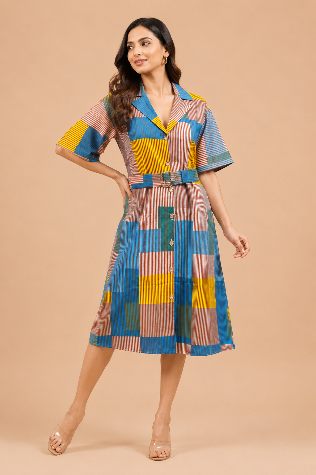 Multicolor Stripes Shirt Dress