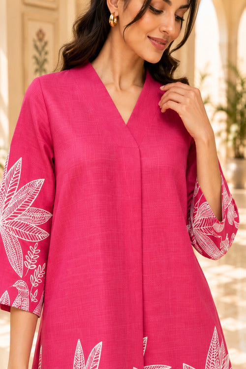 Pink tropical Kurta Set