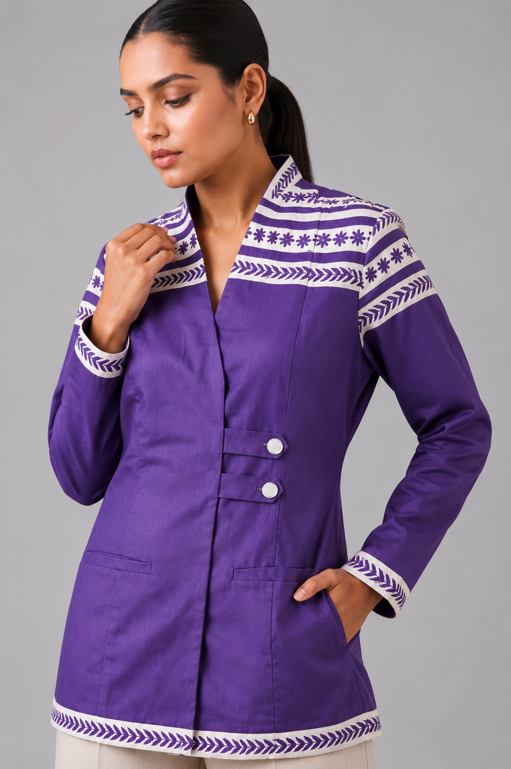 Purple Garden Grid Co-ord Set
