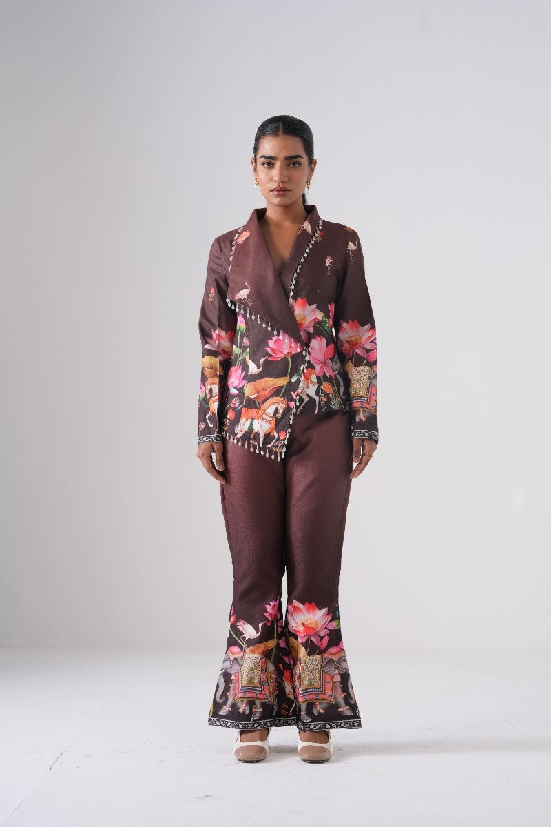 Brown Vintage Lotus Co-ord Set