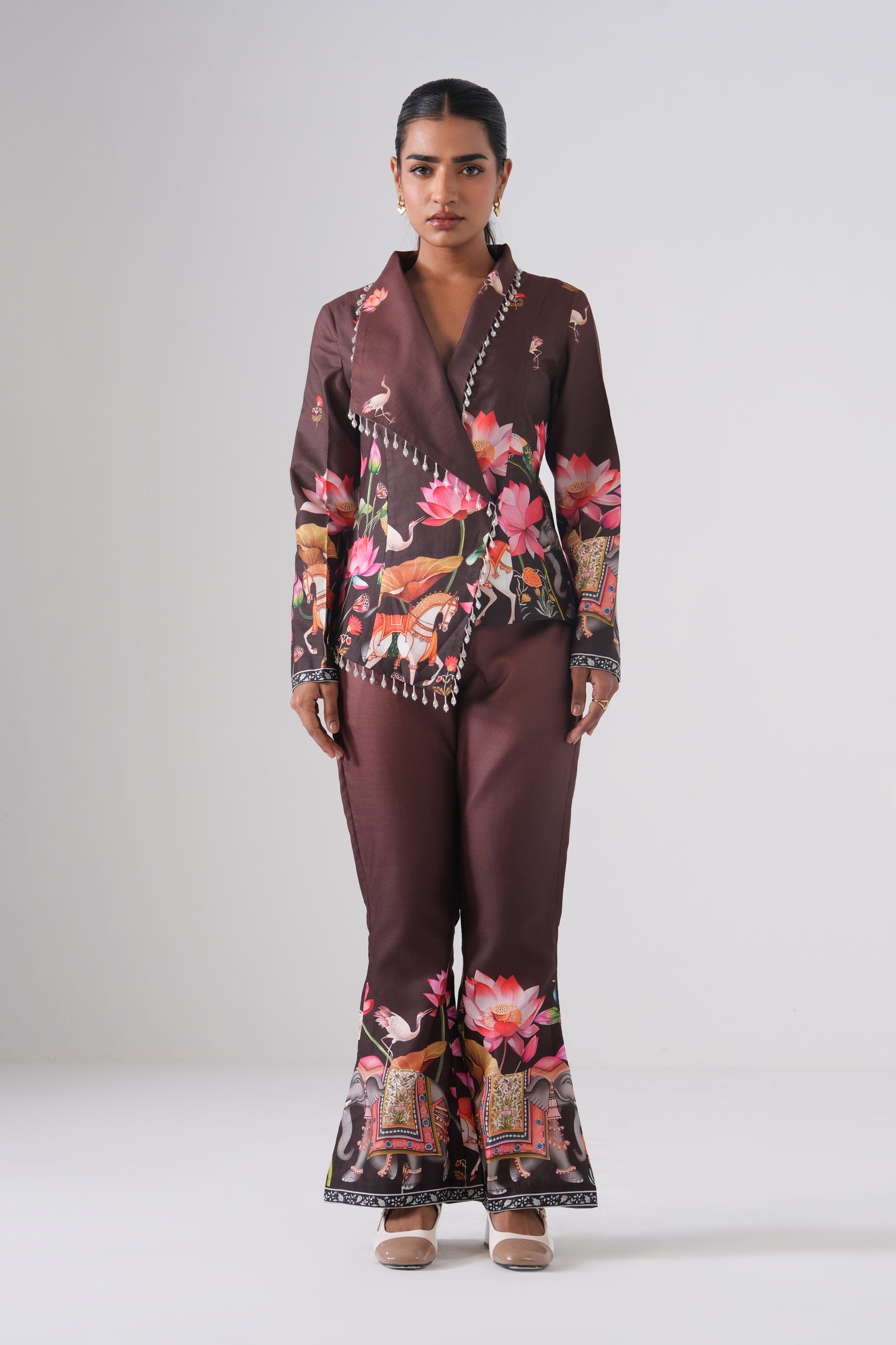 Brown Vintage Lotus Co-ord Set