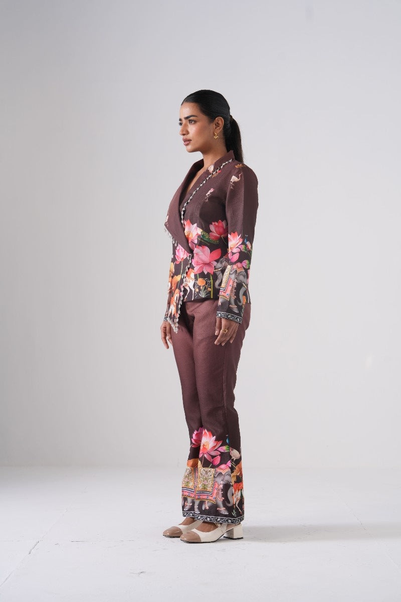 Brown Vintage Lotus Co-ord Set