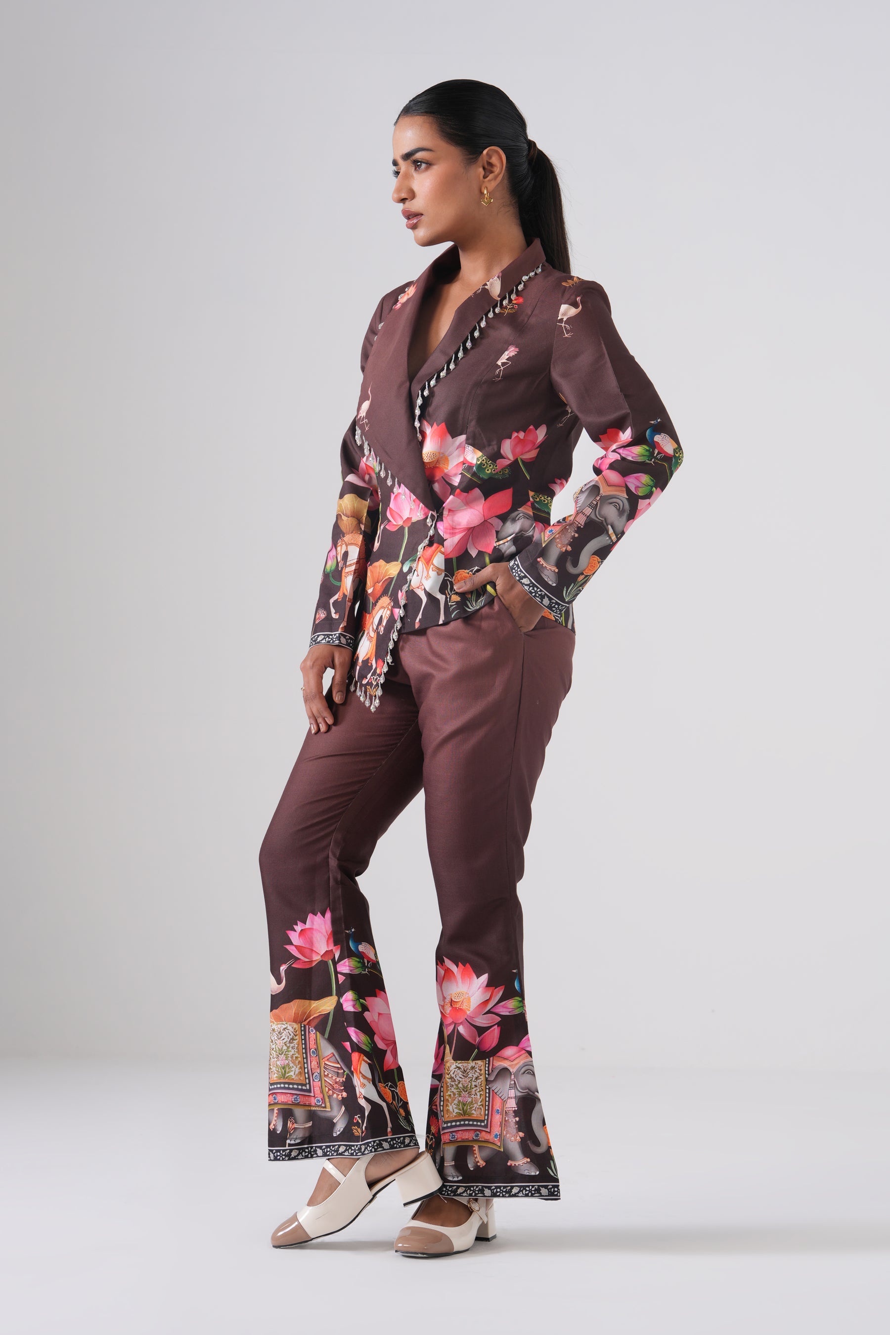 Brown Vintage Lotus Co-ord Set