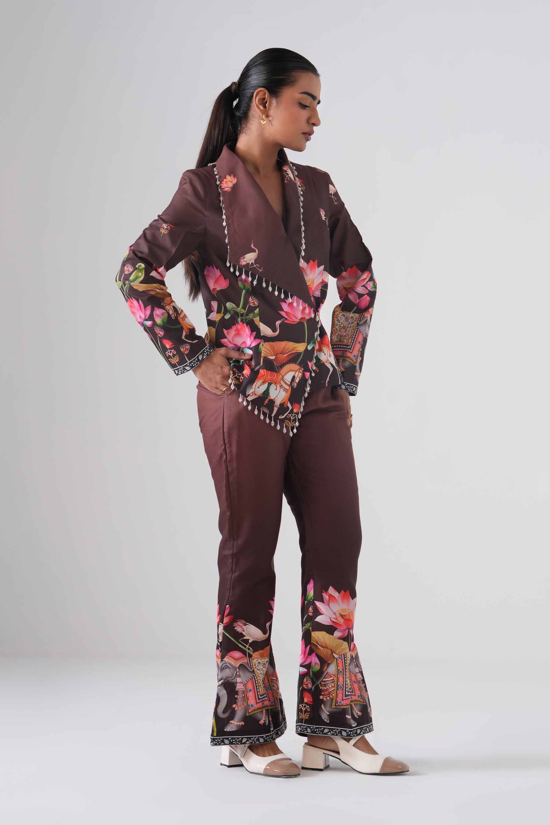 Brown Vintage Lotus Co-ord Set