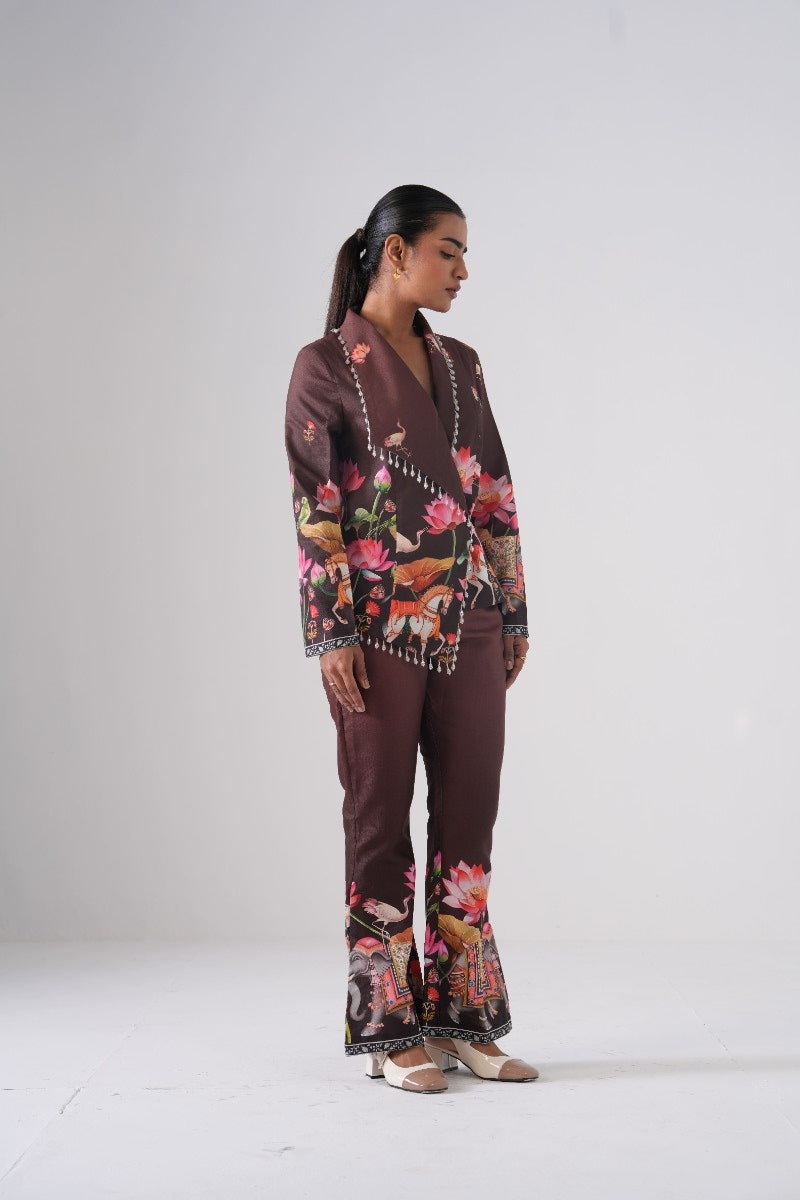 Brown Vintage Lotus Co-ord Set