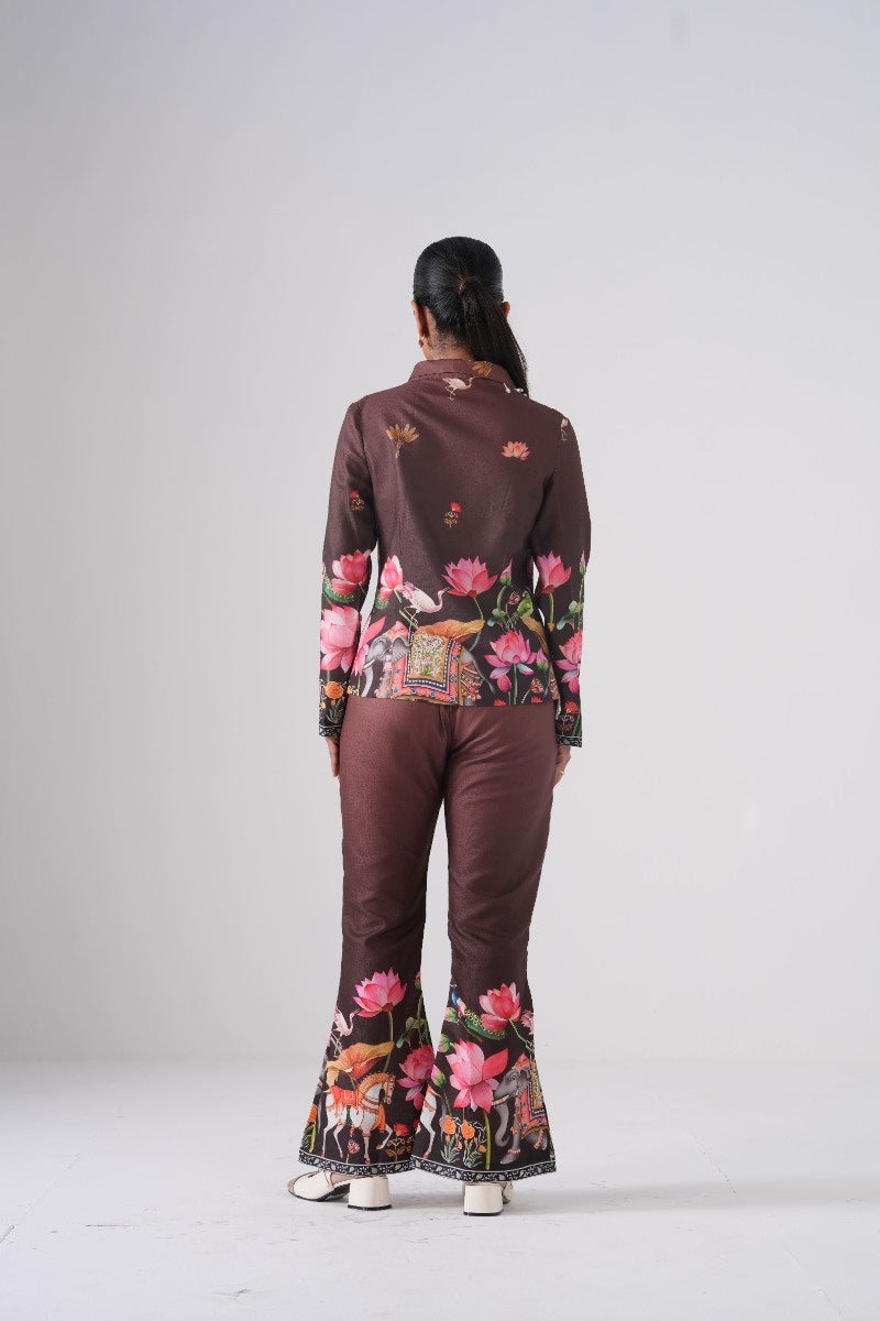 Brown Vintage Lotus Co-ord Set