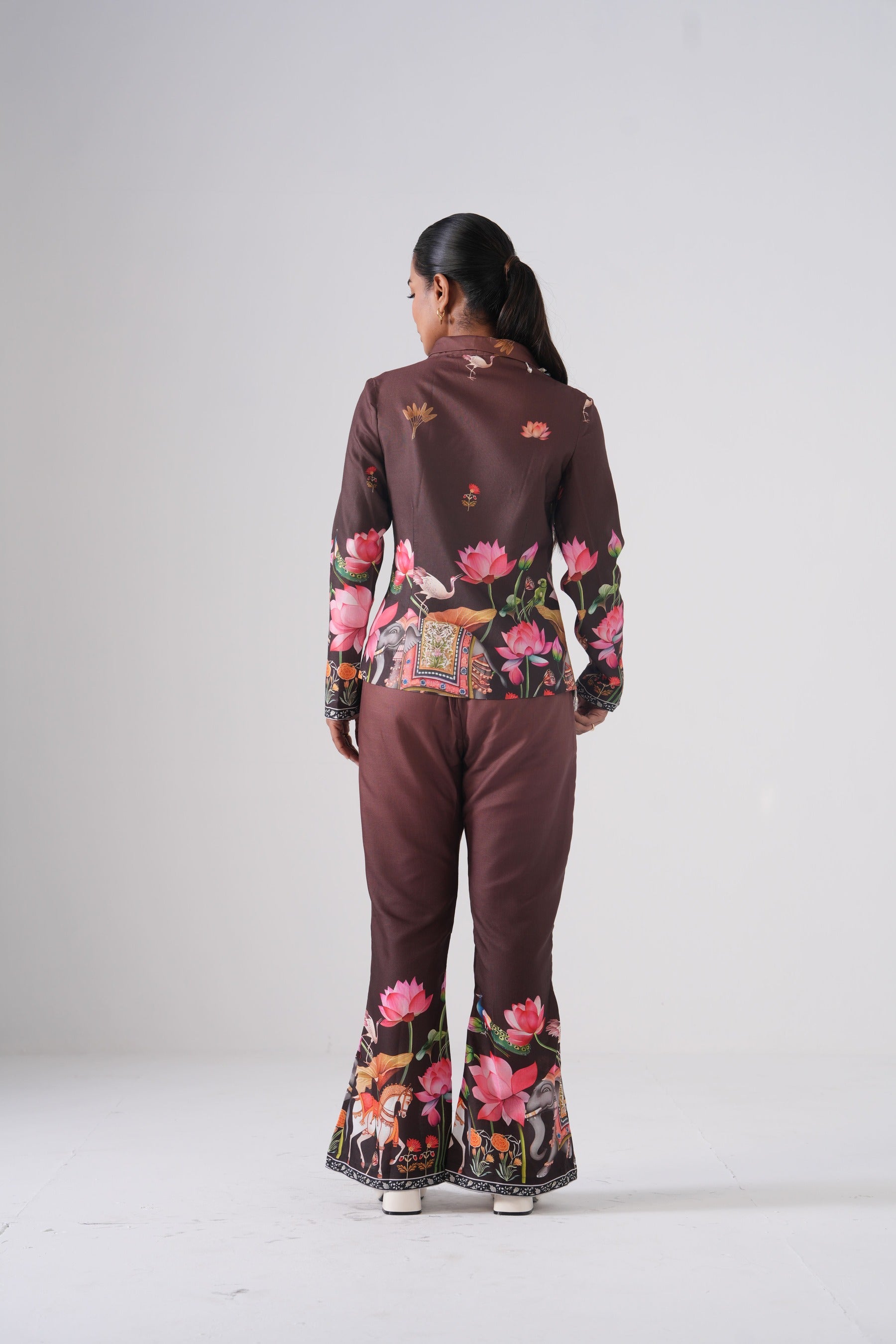 Brown Vintage Lotus Co-ord Set