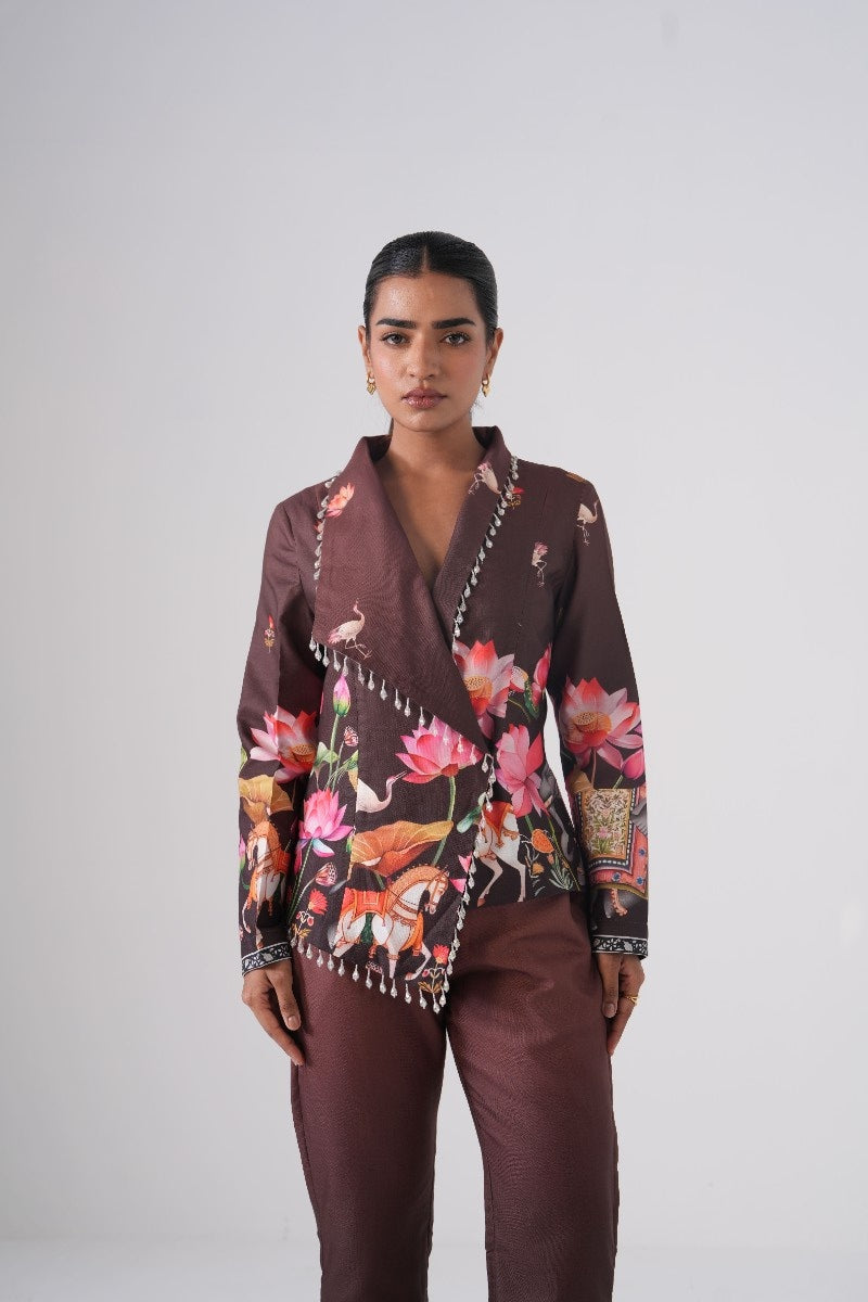 Brown Vintage Lotus Co-ord Set