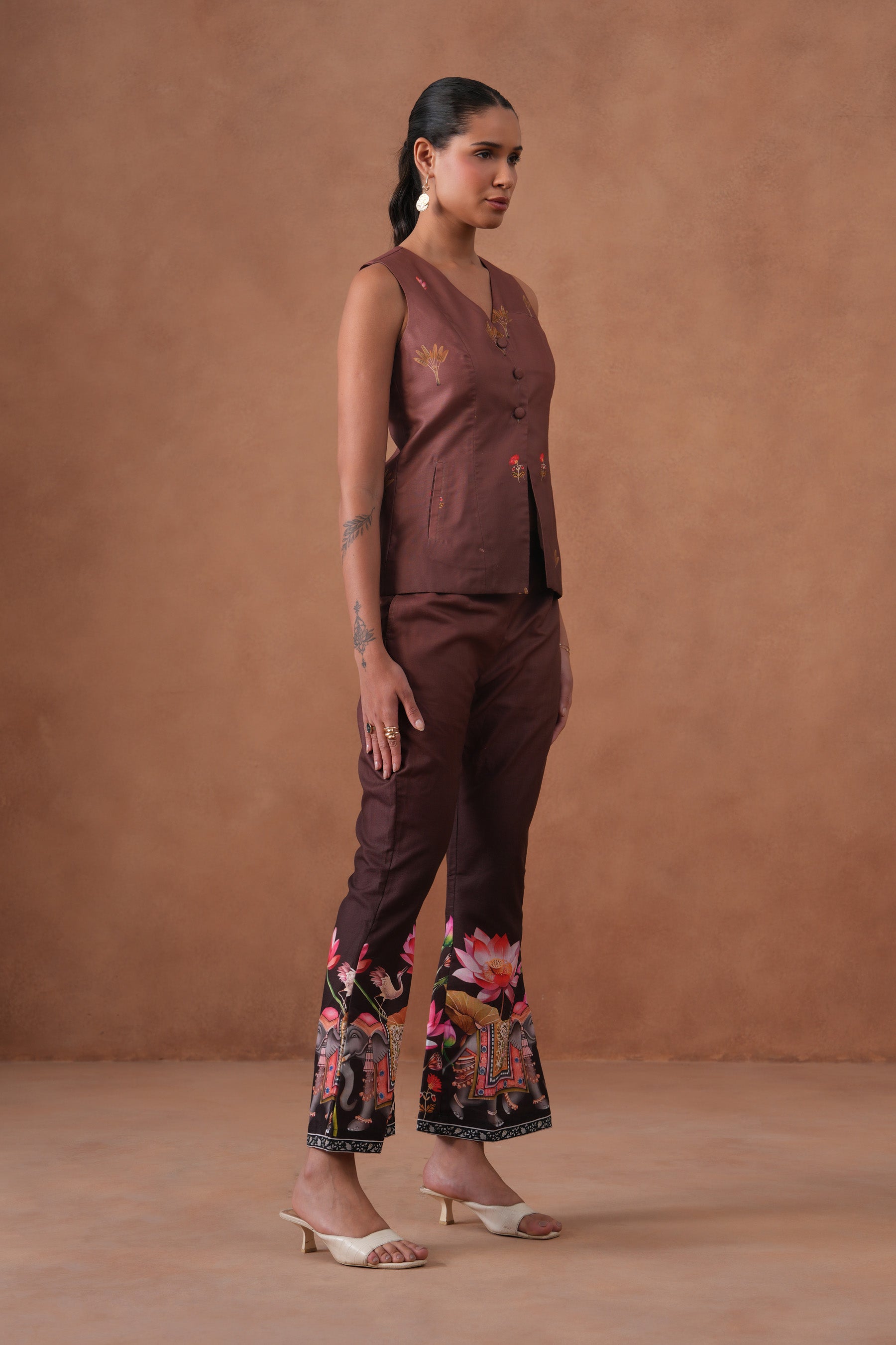 Vintage Mocha Vest Coord Set