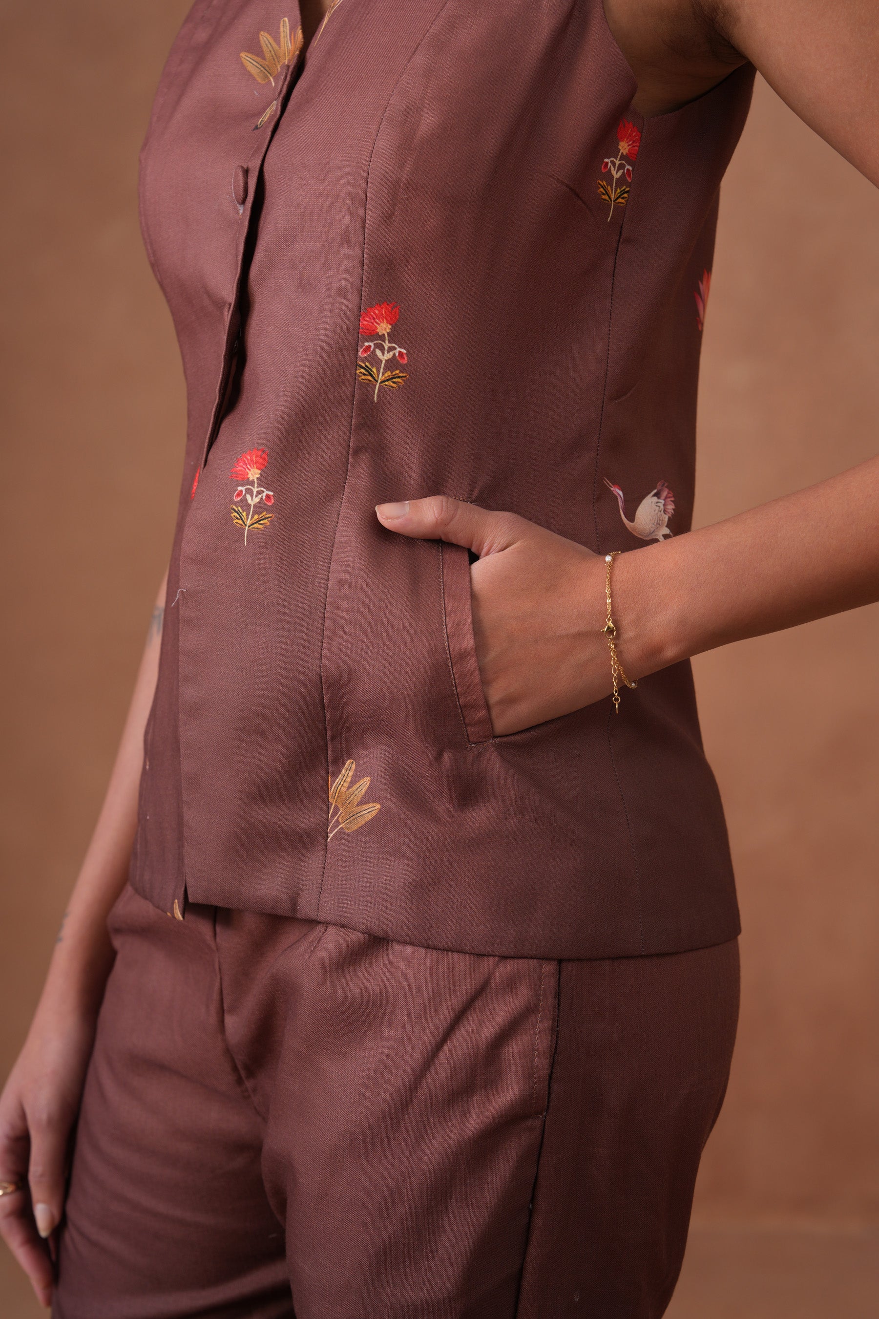 Vintage Mocha Vest Coord Set