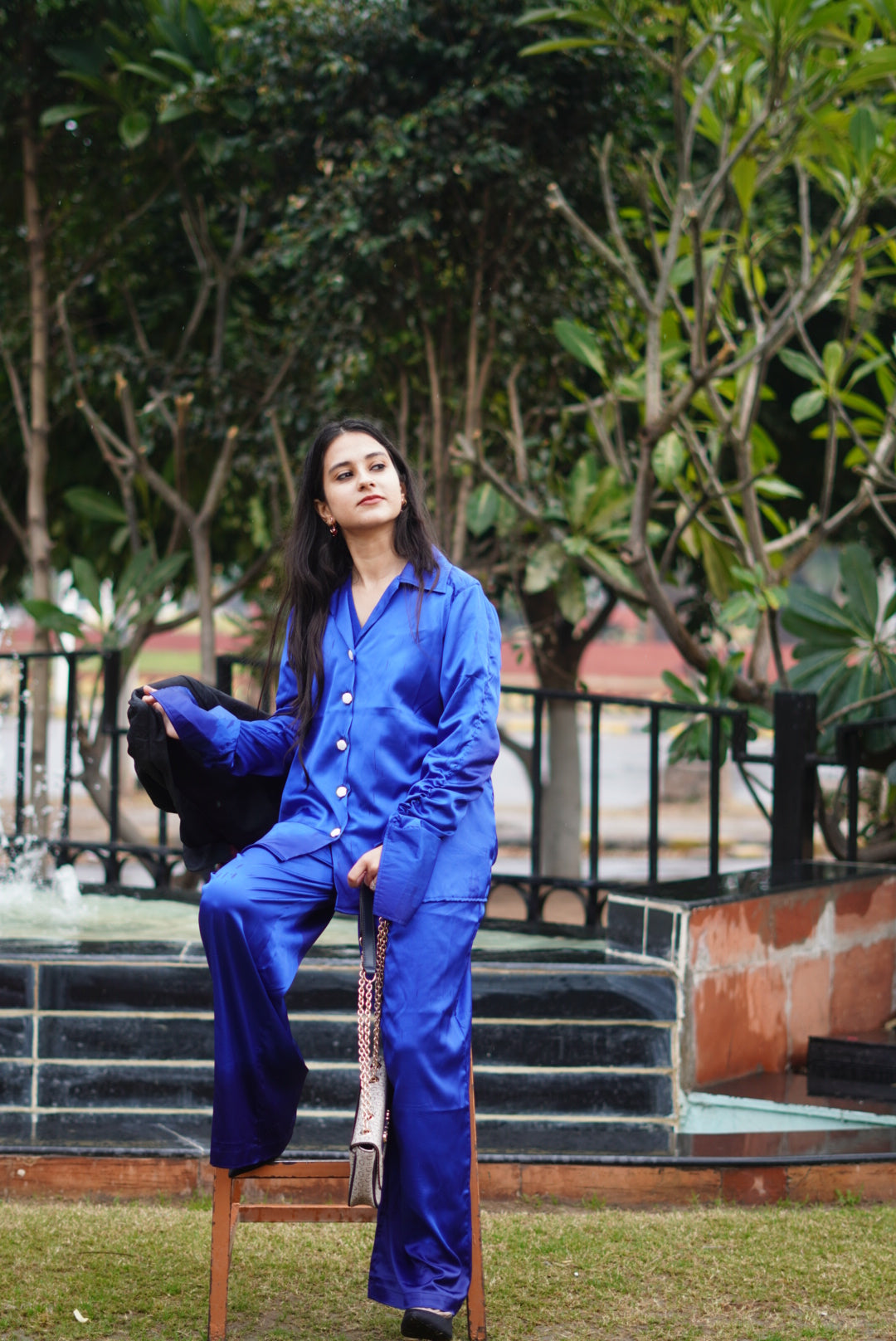 Luxe Blue Satin Co-ord