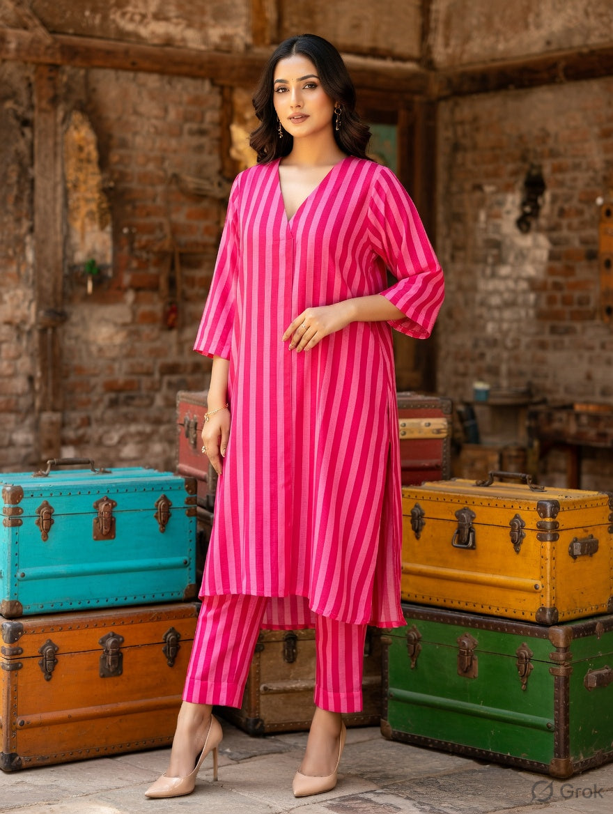 Candy Stripe Kurta Co-ord Set