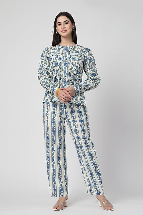 Indigo Cotton Tie-Waist Co-Ord Set