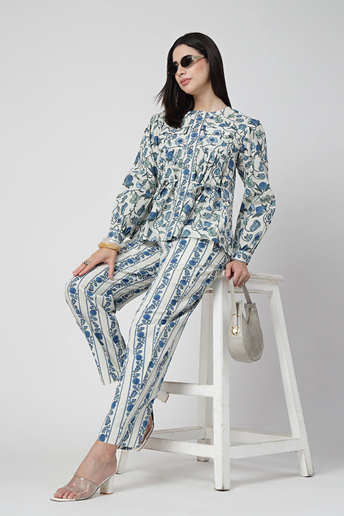 Indigo Cotton Tie-Waist Co-Ord Set