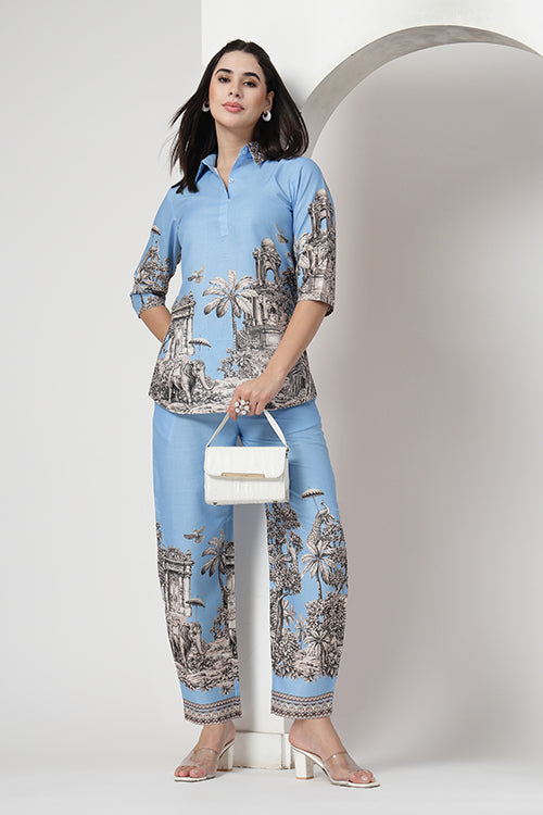 The Safar Firozi Linen Co-ord Set