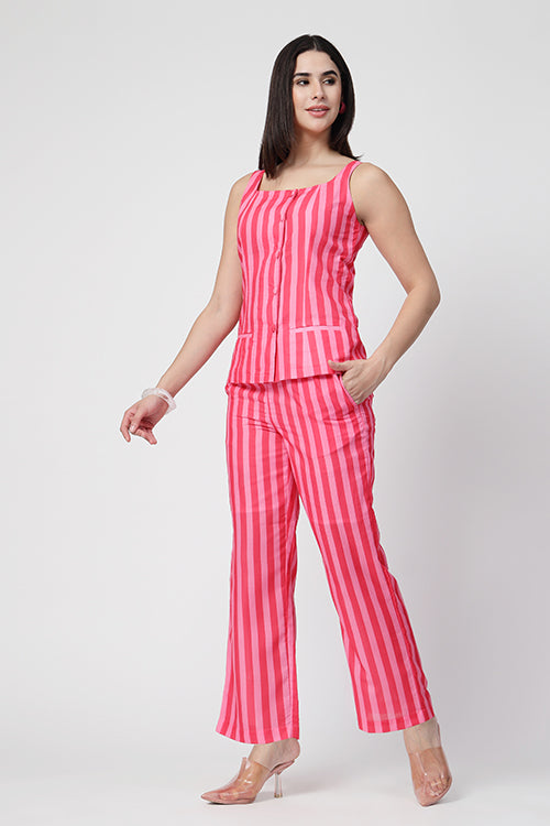 Barbie Waist Coat Pink Co-Ord Set
