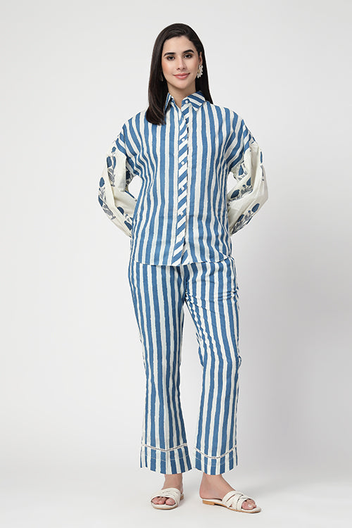 Blue Marshmello Stripes Co-ord Set