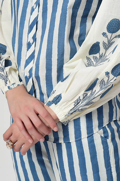 Blue Marshmello Stripes Co-ord Set