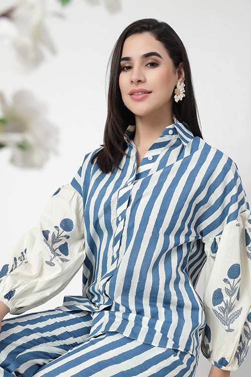 Blue Marshmello Stripes Co-ord Set