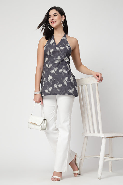 Ash Halter Neck Kurti
