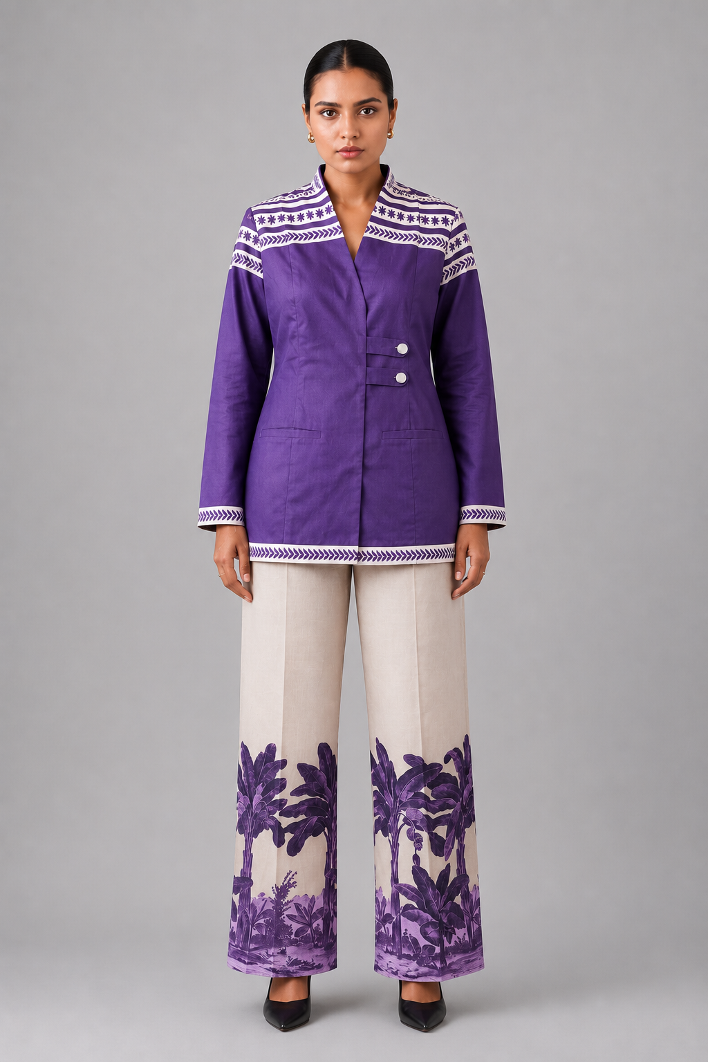Purple Garden Grid Co-ord Set