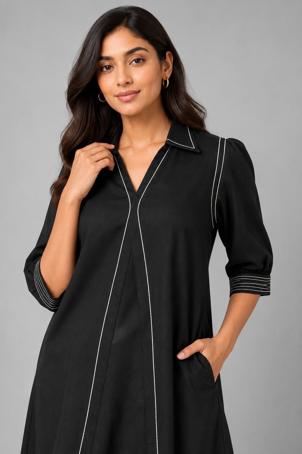 Blackberry Trim Glace A-line Dress
