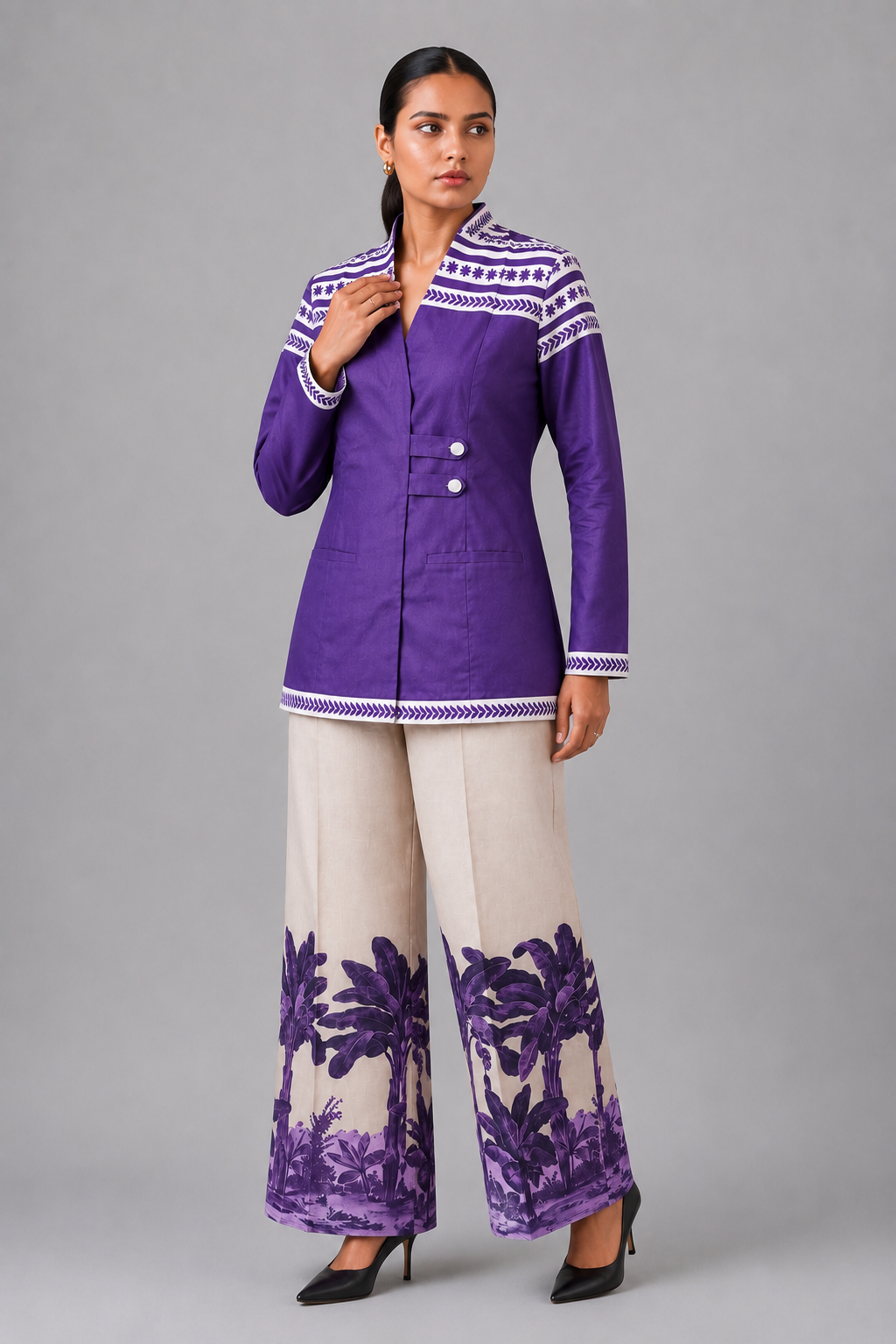 Purple Garden Grid Co-ord Set