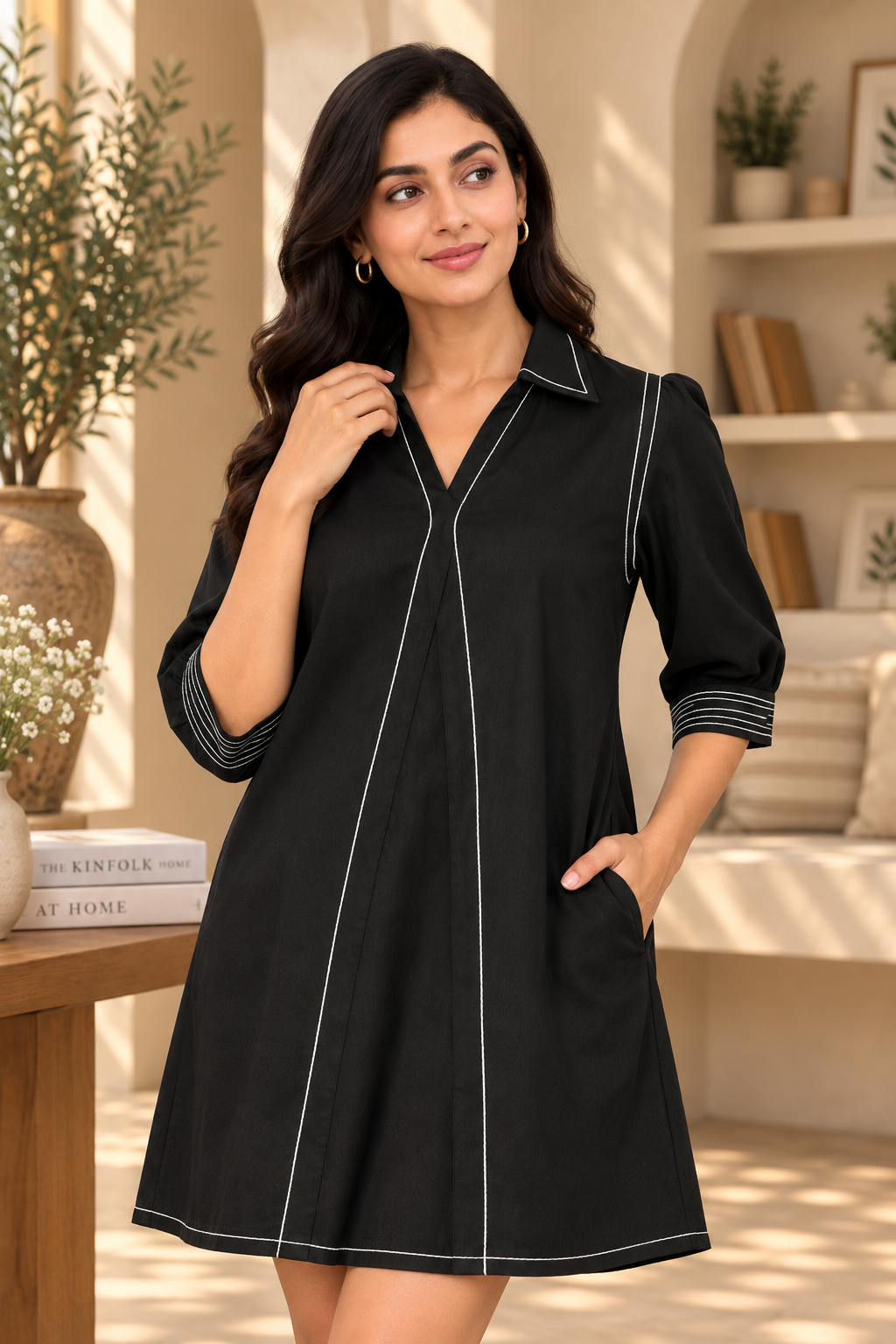 Blackberry Trim Glace A-line Dress