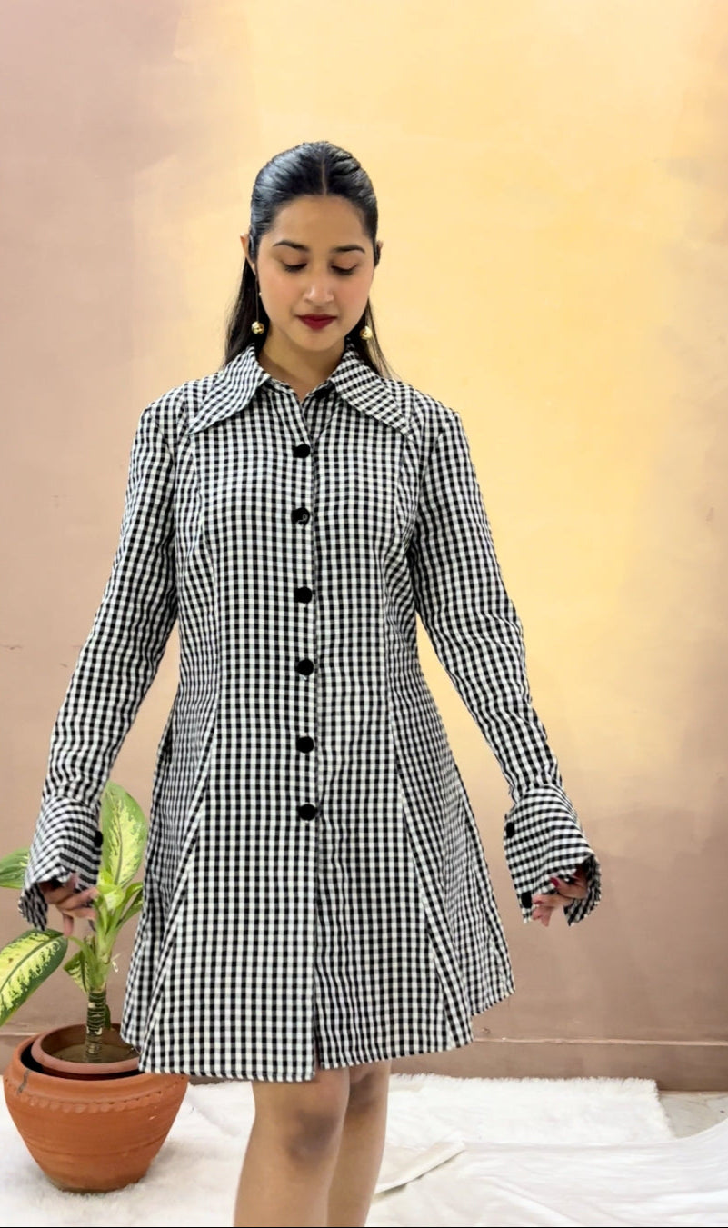 Gingham Check Midi Dress