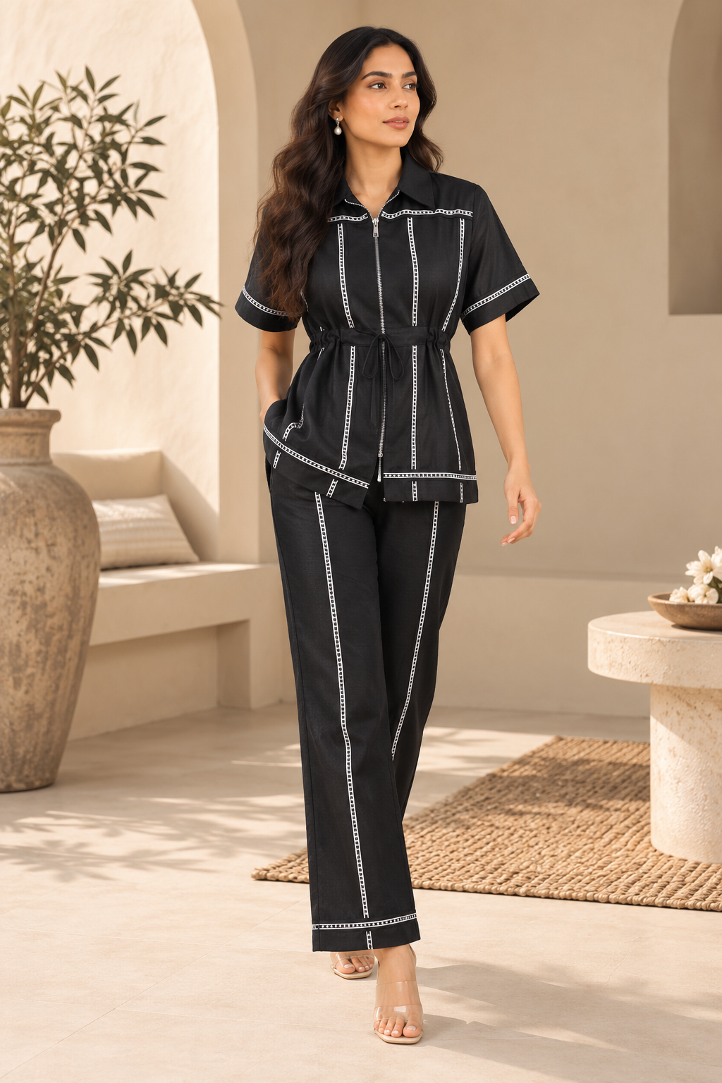 Zara Black Zip Up Co-ord Set