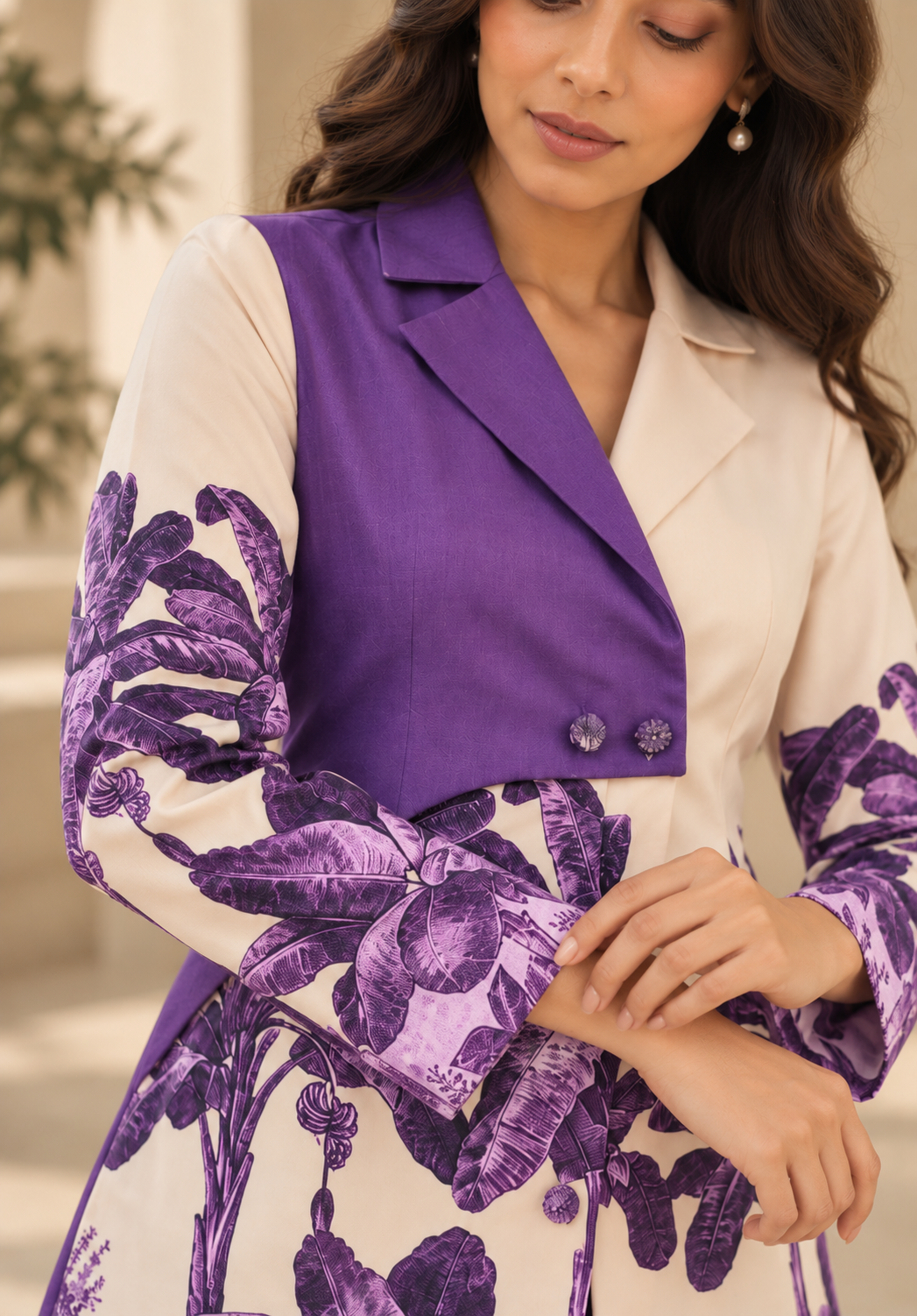 Tropical Purple Pant Suit Coord set