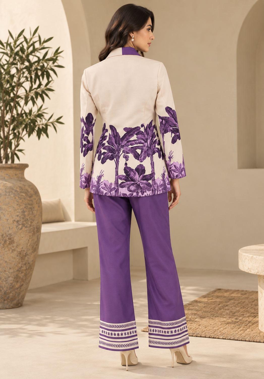 Tropical Purple Pant Suit Coord set